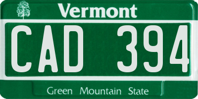 VT license plate CAD394