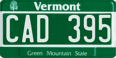 VT license plate CAD395