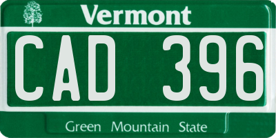 VT license plate CAD396