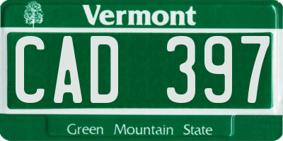 VT license plate CAD397