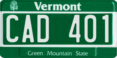 VT license plate CAD401