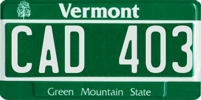 VT license plate CAD403