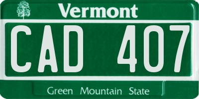 VT license plate CAD407