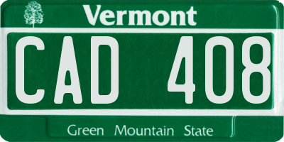 VT license plate CAD408