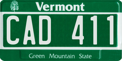 VT license plate CAD411