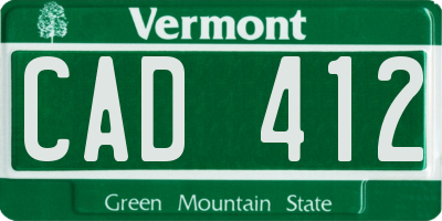 VT license plate CAD412
