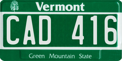 VT license plate CAD416
