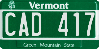 VT license plate CAD417