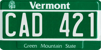 VT license plate CAD421