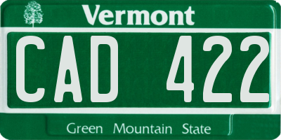 VT license plate CAD422