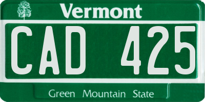 VT license plate CAD425
