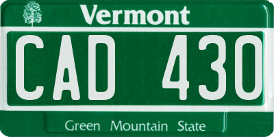 VT license plate CAD430