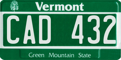 VT license plate CAD432