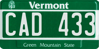 VT license plate CAD433