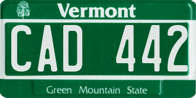 VT license plate CAD442