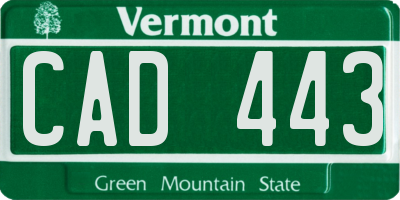 VT license plate CAD443