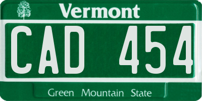 VT license plate CAD454