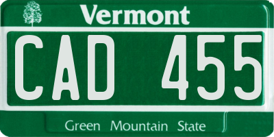 VT license plate CAD455