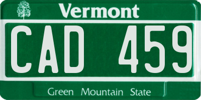 VT license plate CAD459