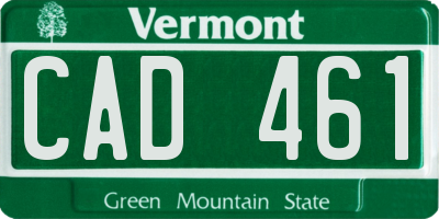 VT license plate CAD461