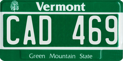 VT license plate CAD469