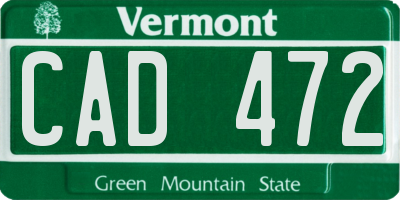 VT license plate CAD472