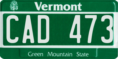 VT license plate CAD473