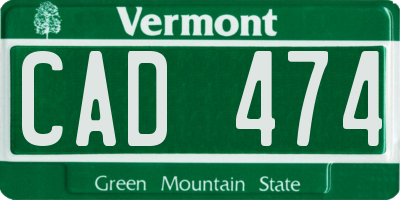 VT license plate CAD474