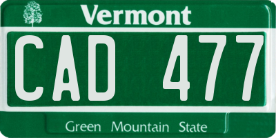 VT license plate CAD477