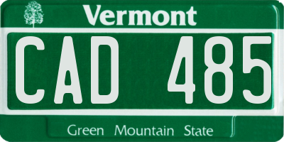 VT license plate CAD485