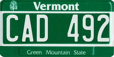 VT license plate CAD492
