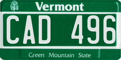 VT license plate CAD496