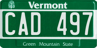VT license plate CAD497