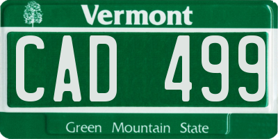 VT license plate CAD499