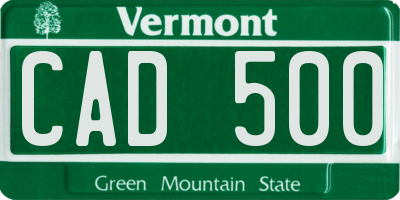VT license plate CAD500