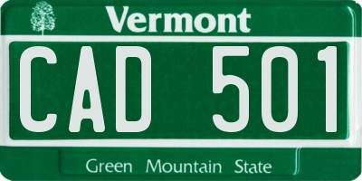 VT license plate CAD501