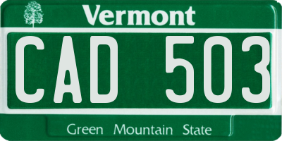 VT license plate CAD503