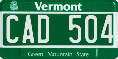 VT license plate CAD504