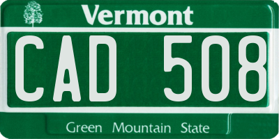 VT license plate CAD508