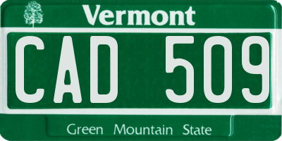 VT license plate CAD509
