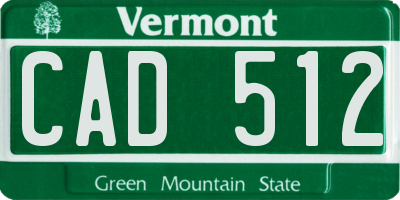 VT license plate CAD512