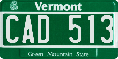 VT license plate CAD513