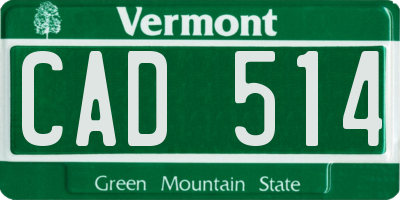 VT license plate CAD514
