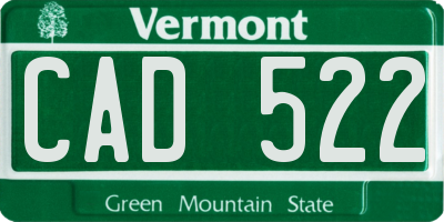 VT license plate CAD522