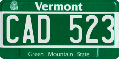 VT license plate CAD523