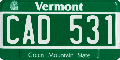 VT license plate CAD531