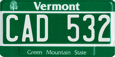 VT license plate CAD532