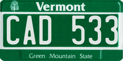 VT license plate CAD533