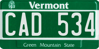 VT license plate CAD534