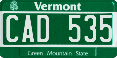 VT license plate CAD535